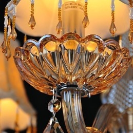 Lampadario retrò in vetro e cristallo a 4 luci
