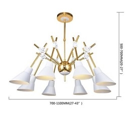 Lampadario artistico regolabile N in metallo, 8 luci E26/E27, 70 cm