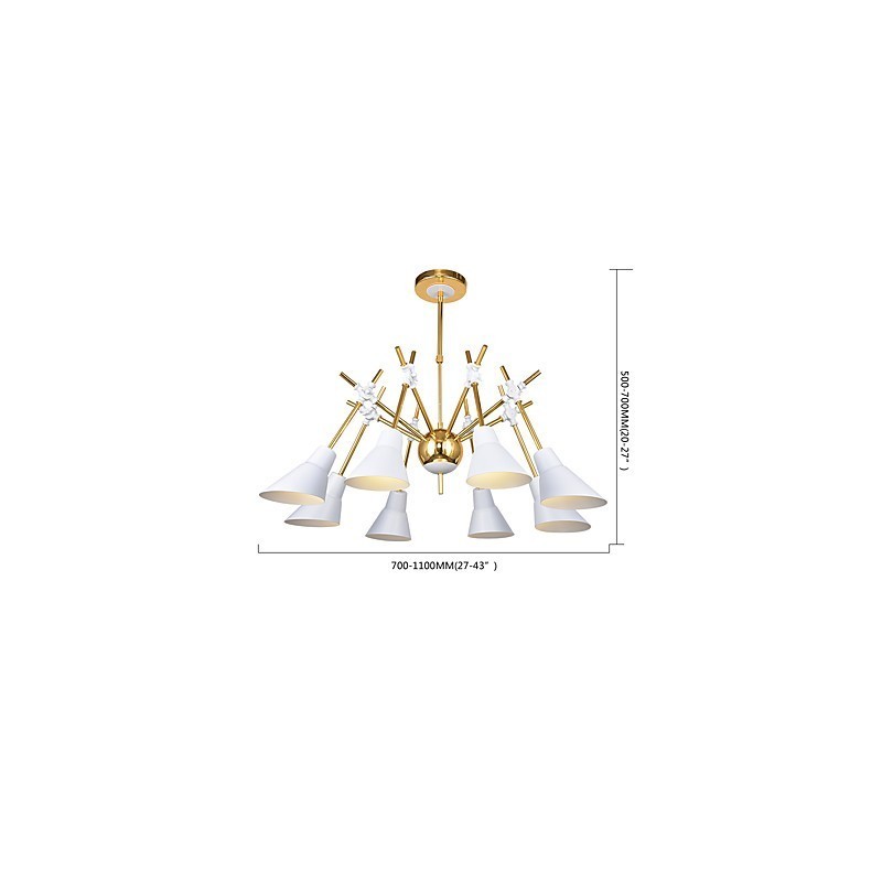 Lampadario artistico regolabile N in metallo, 8 luci E26/E27, 70 cm