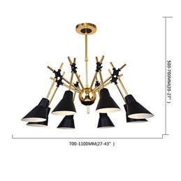 Lampadario artistico regolabile N in metallo, 8 luci E26/E27, 70 cm