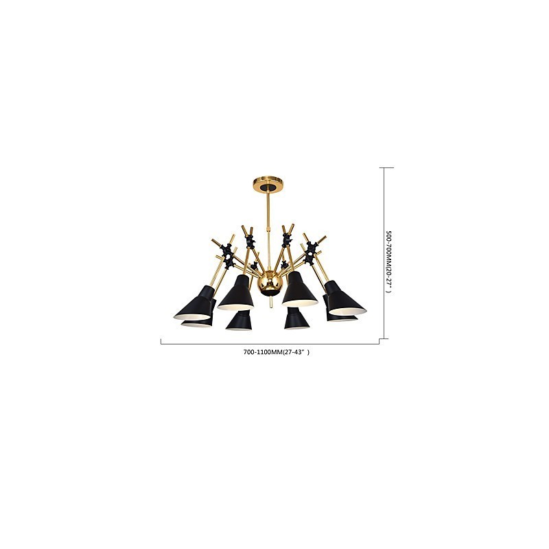 Lampadario artistico regolabile N in metallo, 8 luci E26/E27, 70 cm