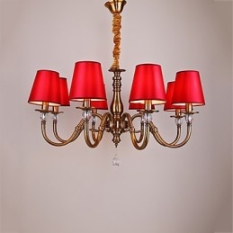 Lampadario moderno contemporaneo in metallo e tessuto, 1 lampadina E12/E14