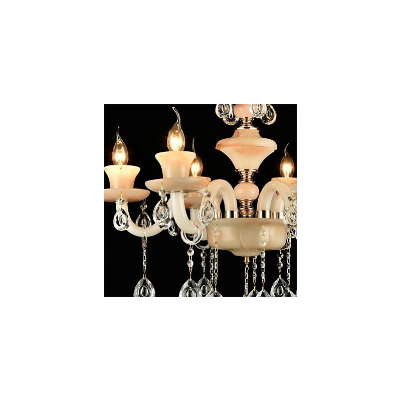 Lampadario classico tradizionale elettroplaccato in metallo con mini cristalli
