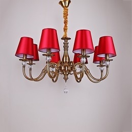 Lampadario moderno contemporaneo in metallo e tessuto, 1 lampadina E12/E14