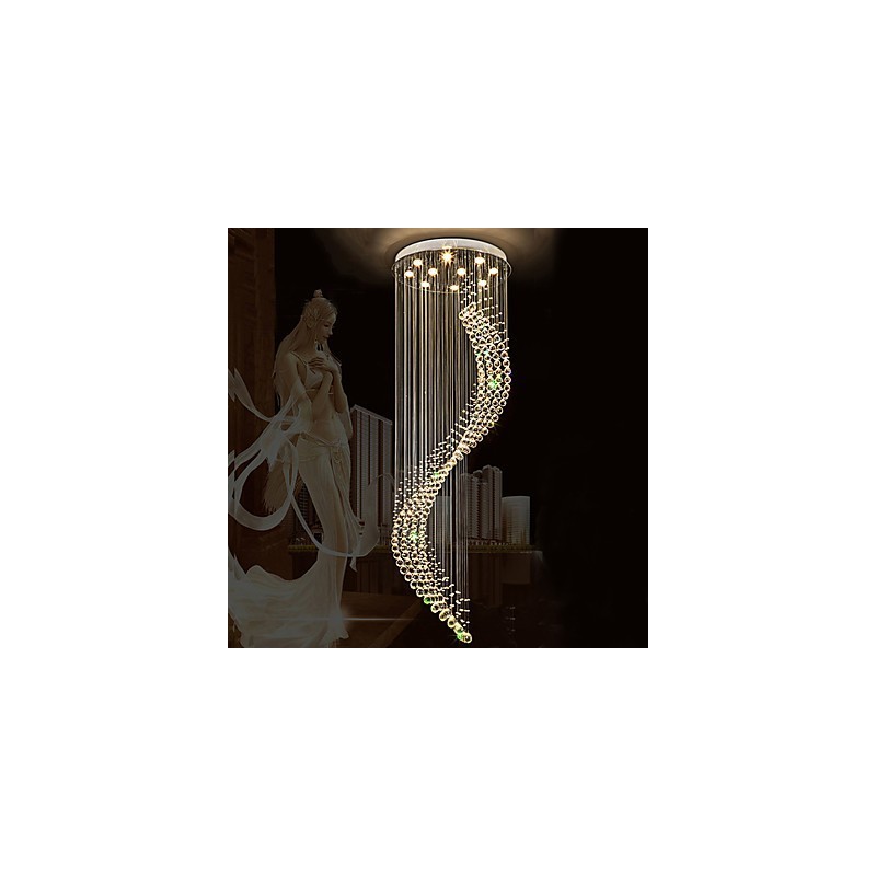 Lampadario a sospensione moderno in cristallo bianco caldo 10 lampadine GU10 3 W