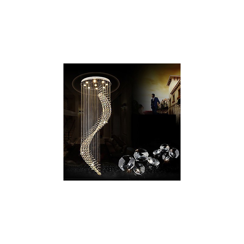Lampadario a sospensione moderno in cristallo bianco caldo 10 lampadine GU10 3 W
