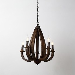 Lampadario mini in legno di bambù stile vintage dipinto con decorazioni in metallo