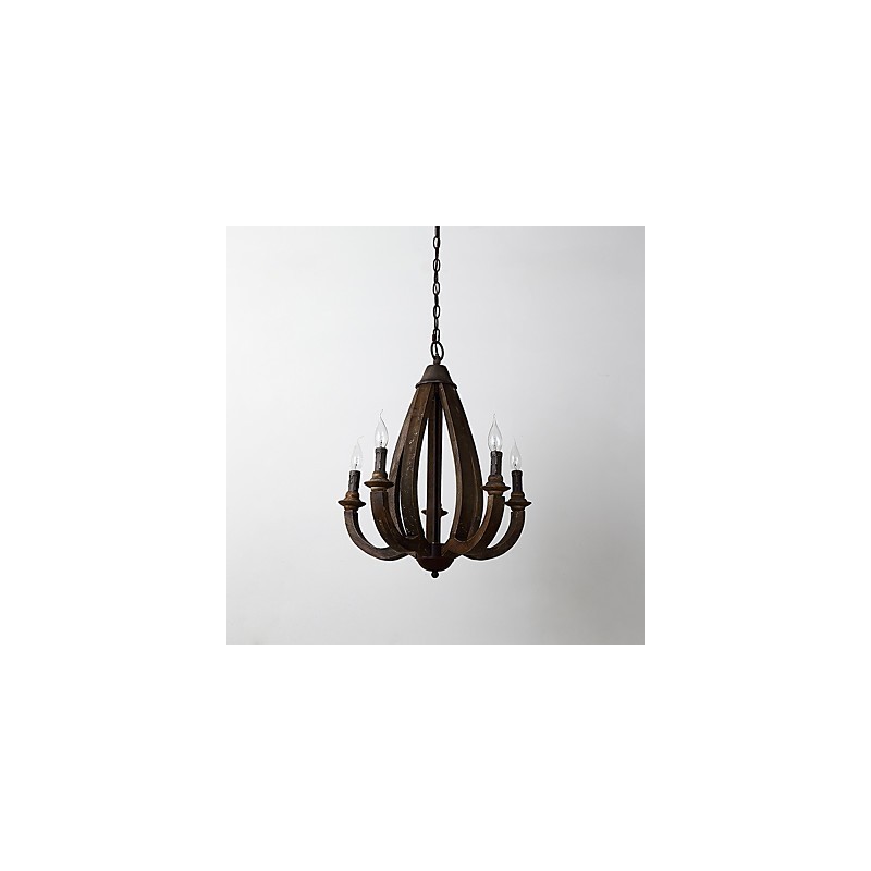 Lampadario mini in legno di bambù stile vintage dipinto con decorazioni in metallo