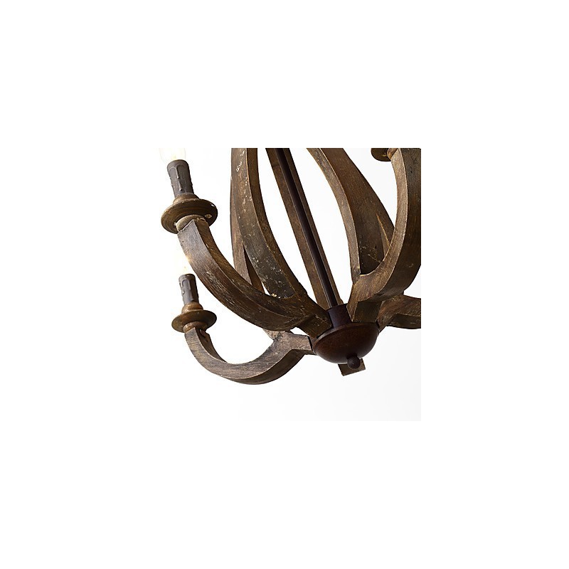 Lampadario mini in legno di bambù stile vintage dipinto con decorazioni in metallo