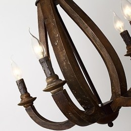 Lampadario mini in legno di bambù stile vintage dipinto con decorazioni in metallo