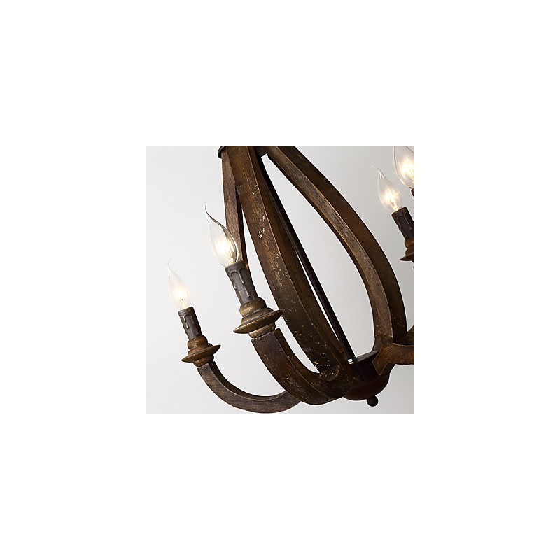 Lampadario mini in legno di bambù stile vintage dipinto con decorazioni in metallo