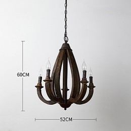 Lampadario mini in legno di bambù stile vintage dipinto con decorazioni in metallo