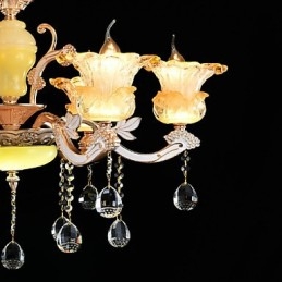 Lampadario classico tradizionale in lega di zinco con cristalli, mini, 6 luci