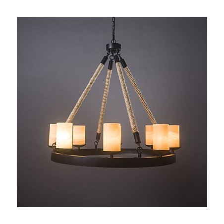 Lampadario a sospensione rustico classico in metallo marrone e nero, stile candela, 1 lampadina E12/E14