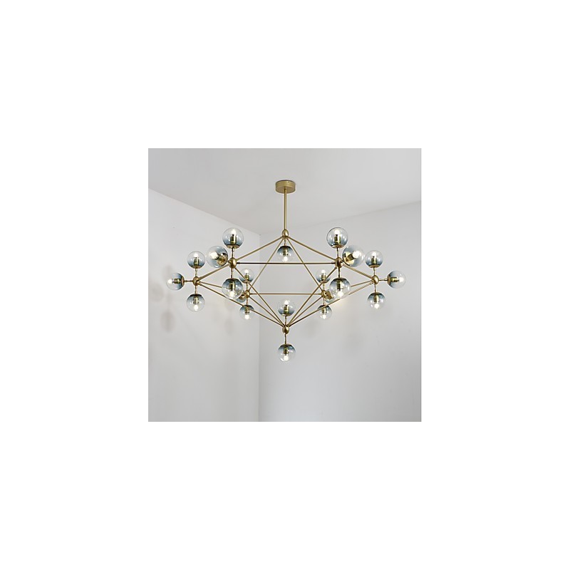 Lampadario a sospensione moderno Twenty_one Light Post in metallo e vetro, industriale decorativo per ingresso