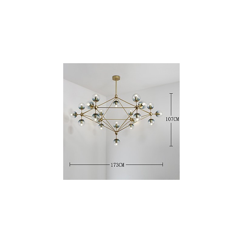 Lampadario a sospensione moderno Twenty_one Light Post in metallo e vetro, industriale decorativo per ingresso