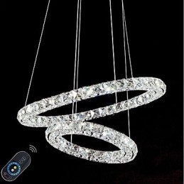 Lampadario in cristallo a sospensione dimmerabile con telecomando, LED integrato, 37 W