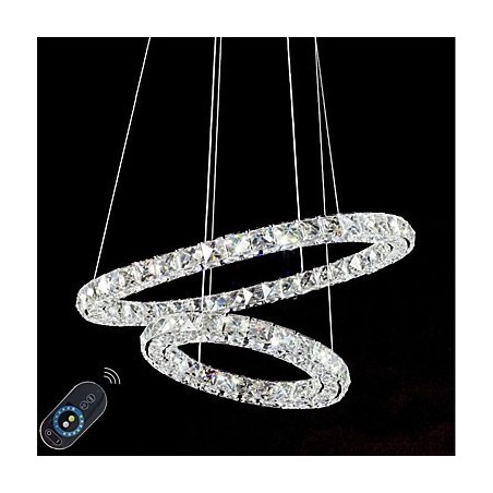 Lampadario in cristallo a sospensione dimmerabile con telecomando, LED integrato, 37 W