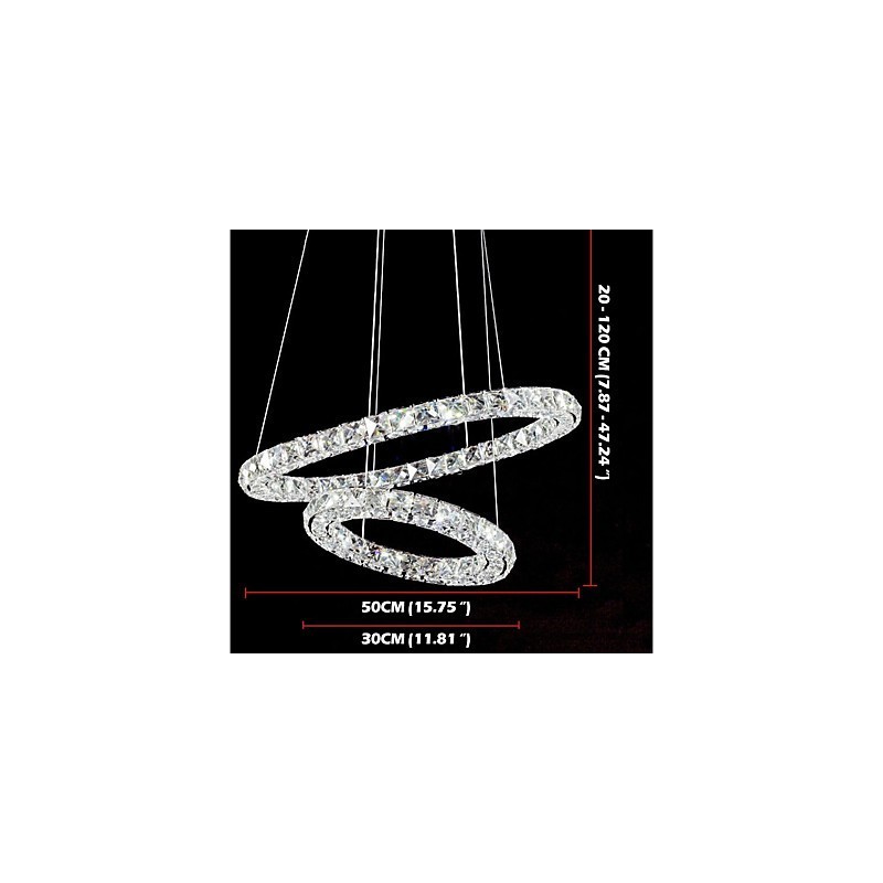 Lampadario in cristallo a sospensione dimmerabile con telecomando, LED integrato, 37 W