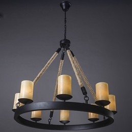 Lampadario a sospensione rustico classico in metallo marrone e nero, stile candela, 1 lampadina E12/E14
