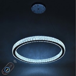 Lampadario a sospensione a anello dimmerabile Indoo con telecomando, cristallo, 24 W