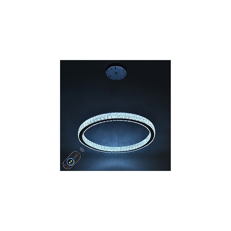 Lampadario a sospensione a anello dimmerabile Indoo con telecomando, cristallo, 24 W