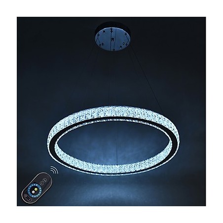 Lampadario a sospensione a anello dimmerabile Indoo con telecomando, cristallo, 24 W