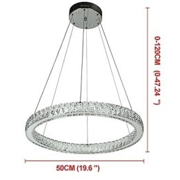 Lampadario a sospensione a anello dimmerabile Indoo con telecomando, cristallo, 24 W