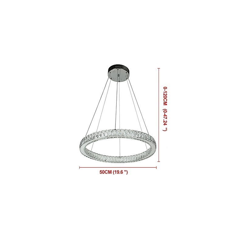 Lampadario a sospensione a anello dimmerabile Indoo con telecomando, cristallo, 24 W