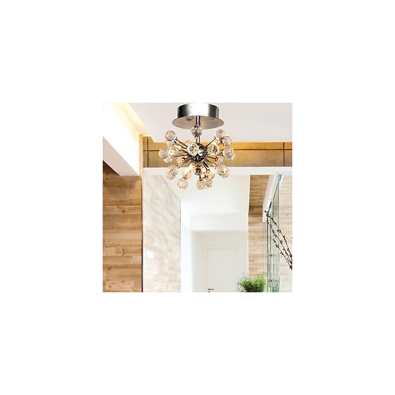 Lampadario a filo moderno in cristallo stile mini metallo cromato 8 lampadine G4