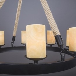 Lampadario a sospensione rustico classico in metallo marrone e nero, stile candela, 1 lampadina E12/E14