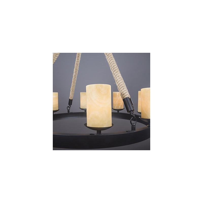 Lampadario a sospensione rustico classico in metallo marrone e nero, stile candela, 1 lampadina E12/E14