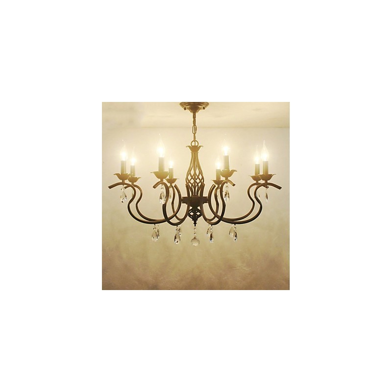 Lampadario a candela in cristallo stile europeo 8 luci E12/E14