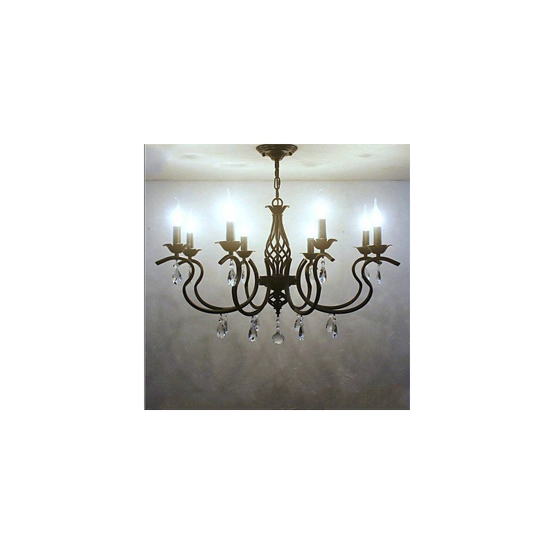 Lampadario a candela in cristallo stile europeo 8 luci E12/E14
