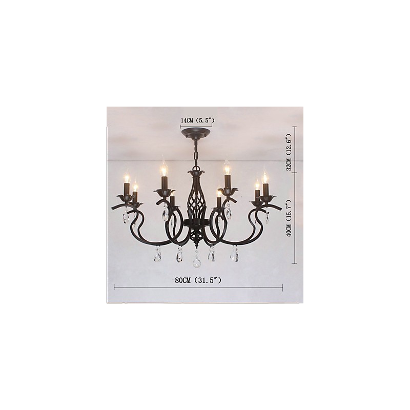Lampadario a candela in cristallo stile europeo 8 luci E12/E14