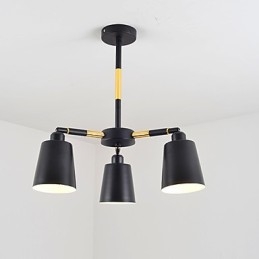 Lampadario a sospensione mini in legno e bambù dipinto stile classico, 3 luci E26/E27