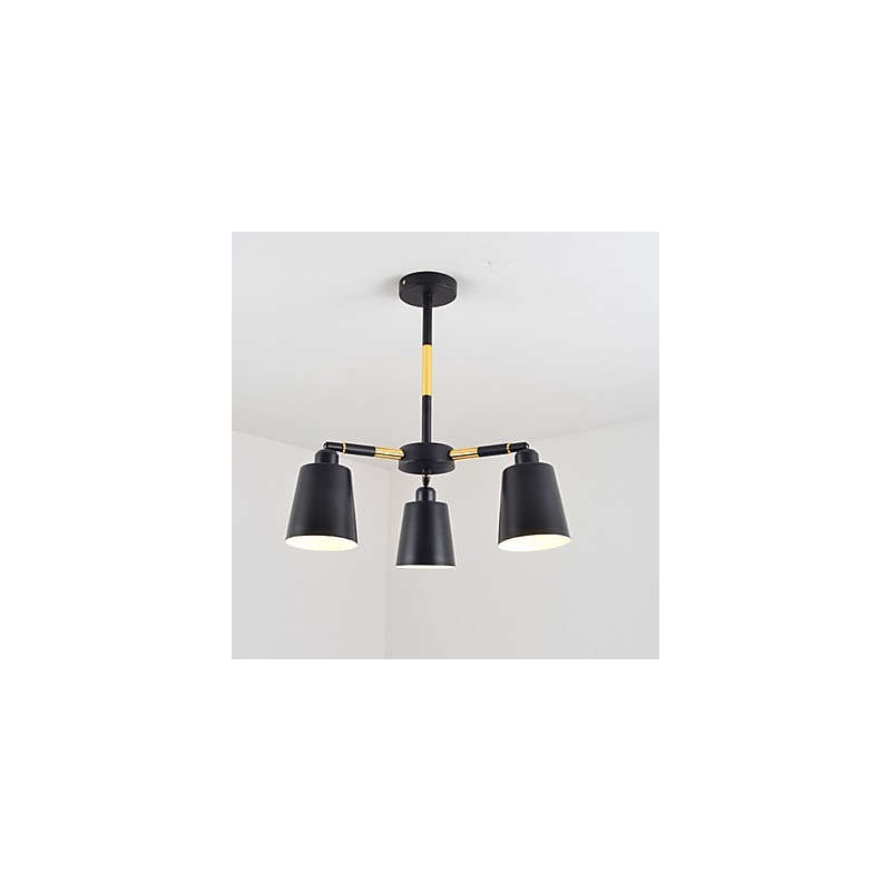 Lampadario a sospensione mini in legno e bambù dipinto stile classico, 3 luci E26/E27