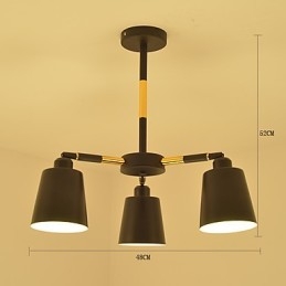 Lampadario a sospensione mini in legno e bambù dipinto stile classico, 3 luci E26/E27