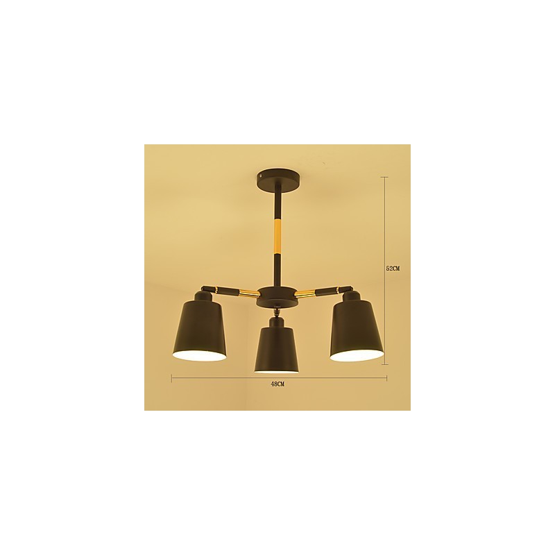 Lampadario a sospensione mini in legno e bambù dipinto stile classico, 3 luci E26/E27