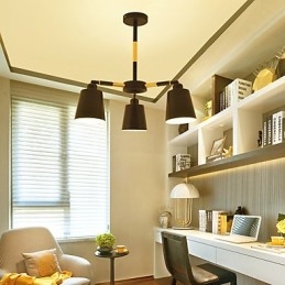 Lampadario a sospensione mini in legno e bambù dipinto stile classico, 3 luci E26/E27