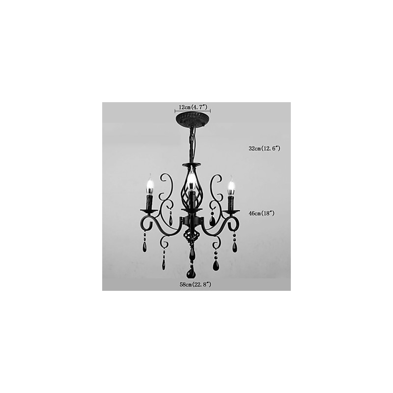 Lampadario in cristallo moderno a 3 luci