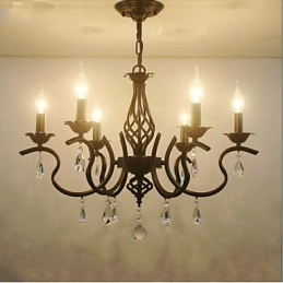 Lampadario classico europeo in cristallo stile candela a 6 luci