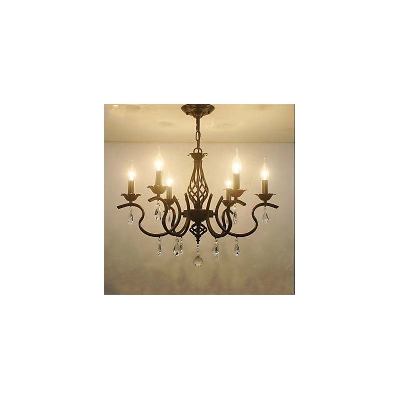 Lampadario classico europeo in cristallo stile candela a 6 luci