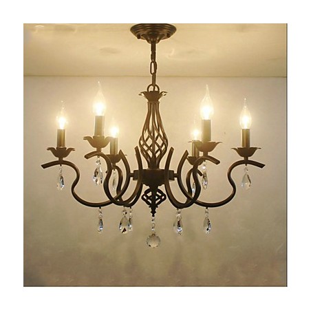 Lampadario classico europeo in cristallo stile candela a 6 luci