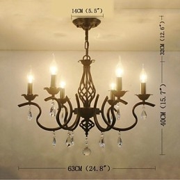 Lampadario classico europeo in cristallo stile candela a 6 luci