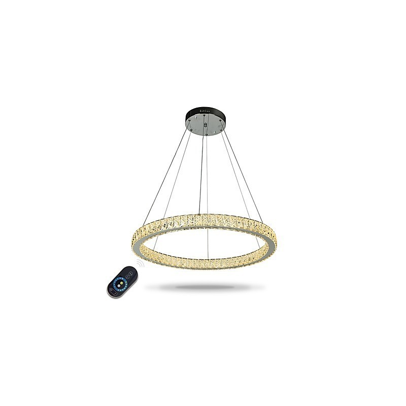 Lampada a sospensione ad anello LED dimmerabile 27 W con telecomando, cristallo, 60 cm