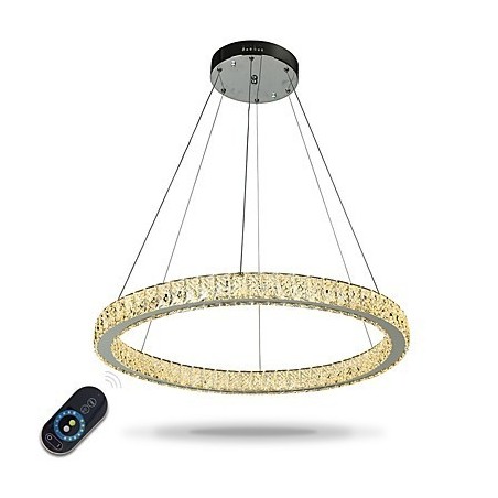 Lampada a sospensione ad anello LED dimmerabile 27 W con telecomando, cristallo, 60 cm