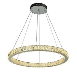 Lampada a sospensione ad anello LED dimmerabile 27 W con telecomando, cristallo, 60 cm