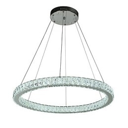 Lampada a sospensione ad anello LED dimmerabile 27 W con telecomando, cristallo, 60 cm