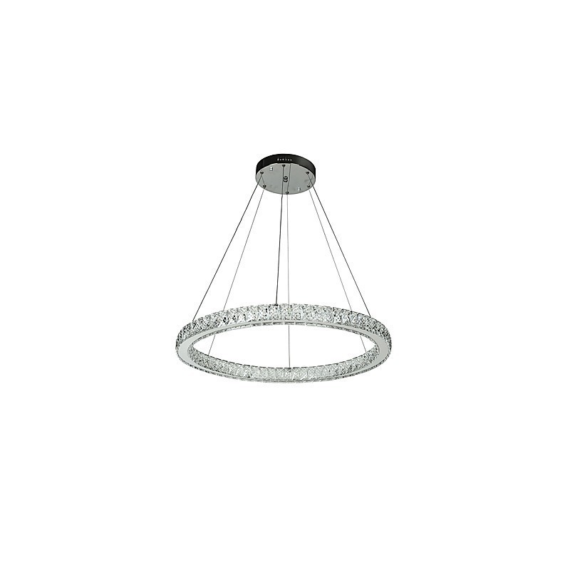 Lampada a sospensione ad anello LED dimmerabile 27 W con telecomando, cristallo, 60 cm
